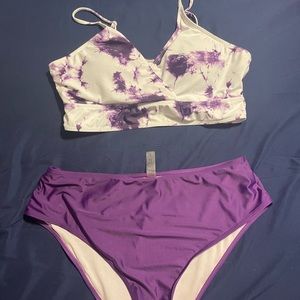 -SHEIN curvy- 2xl pink high waisted tie dye bikini